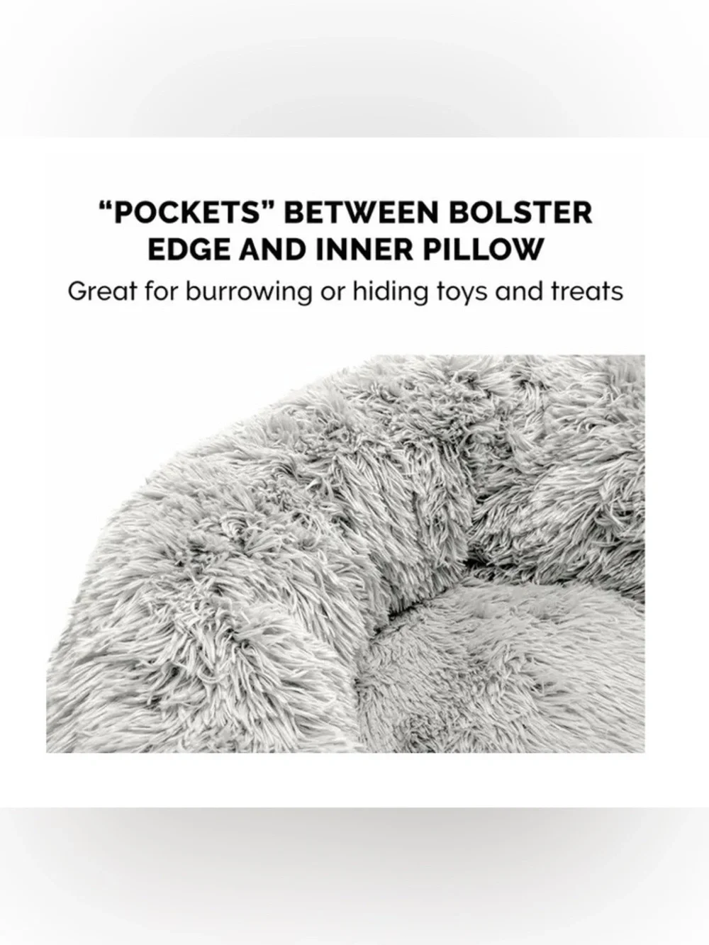 3/$30 Plush Donut Dog Bed - Light Gray Cozy Bed for Small Dogs/Cats up to 25 lb
